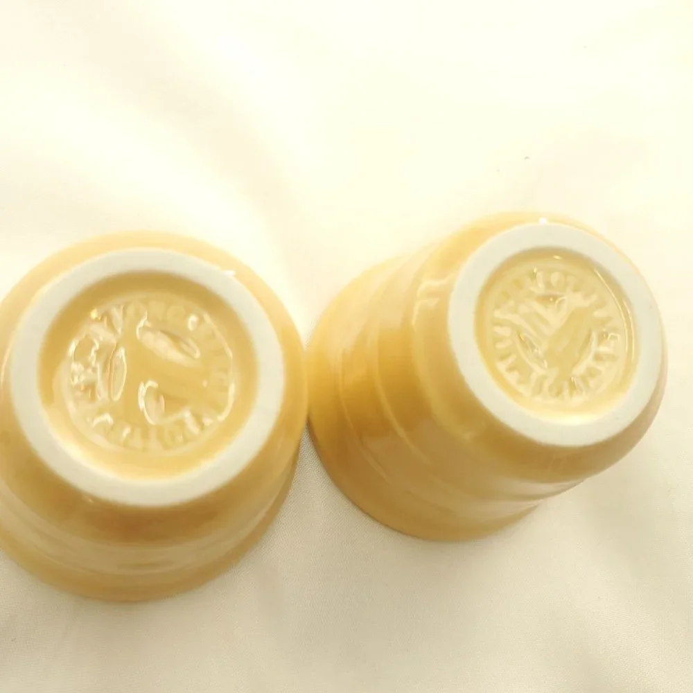 Longaberger 30974 Butternut Pottery Woven Traditions Two Piece Votive Set